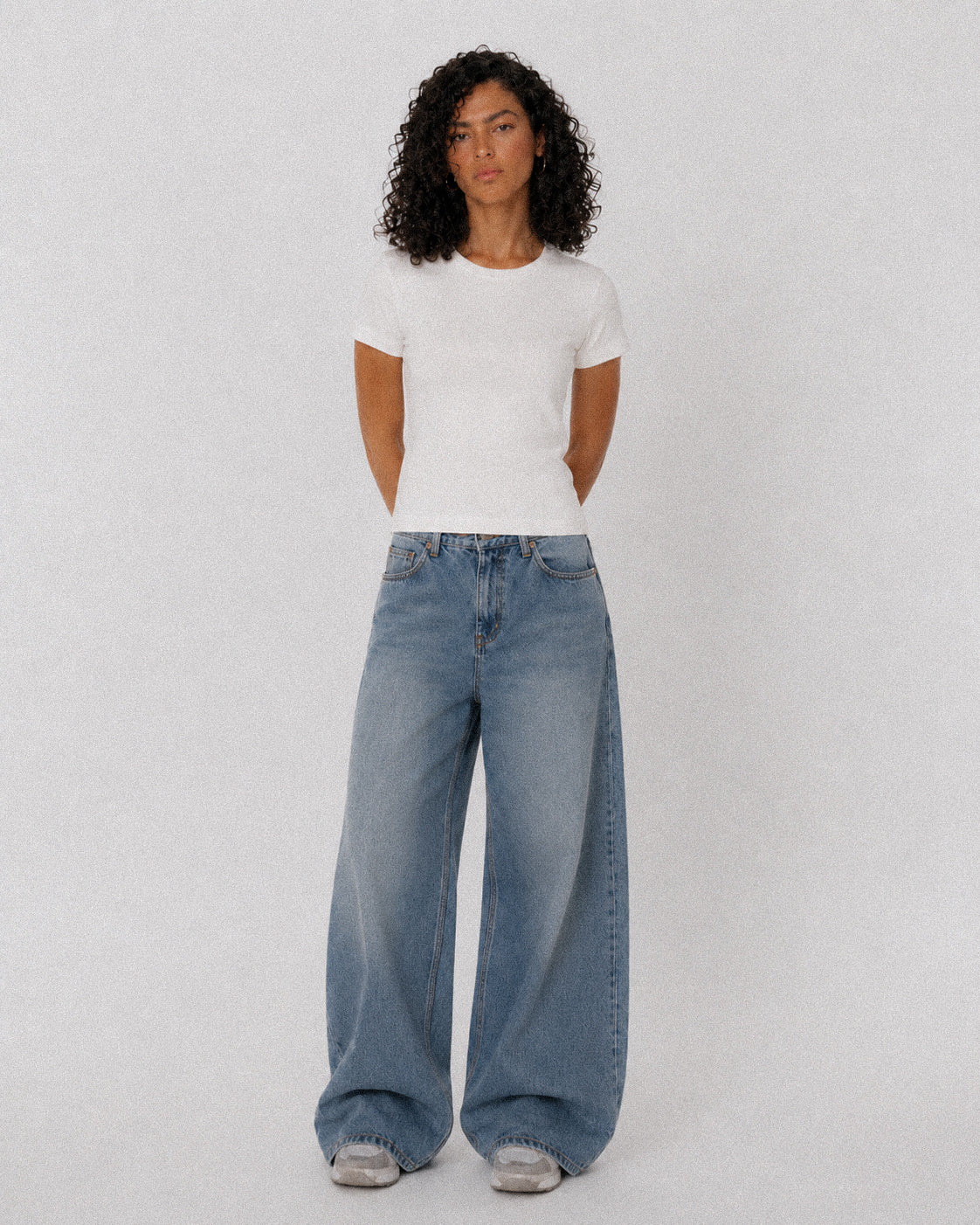 The double layered cotton basic - white