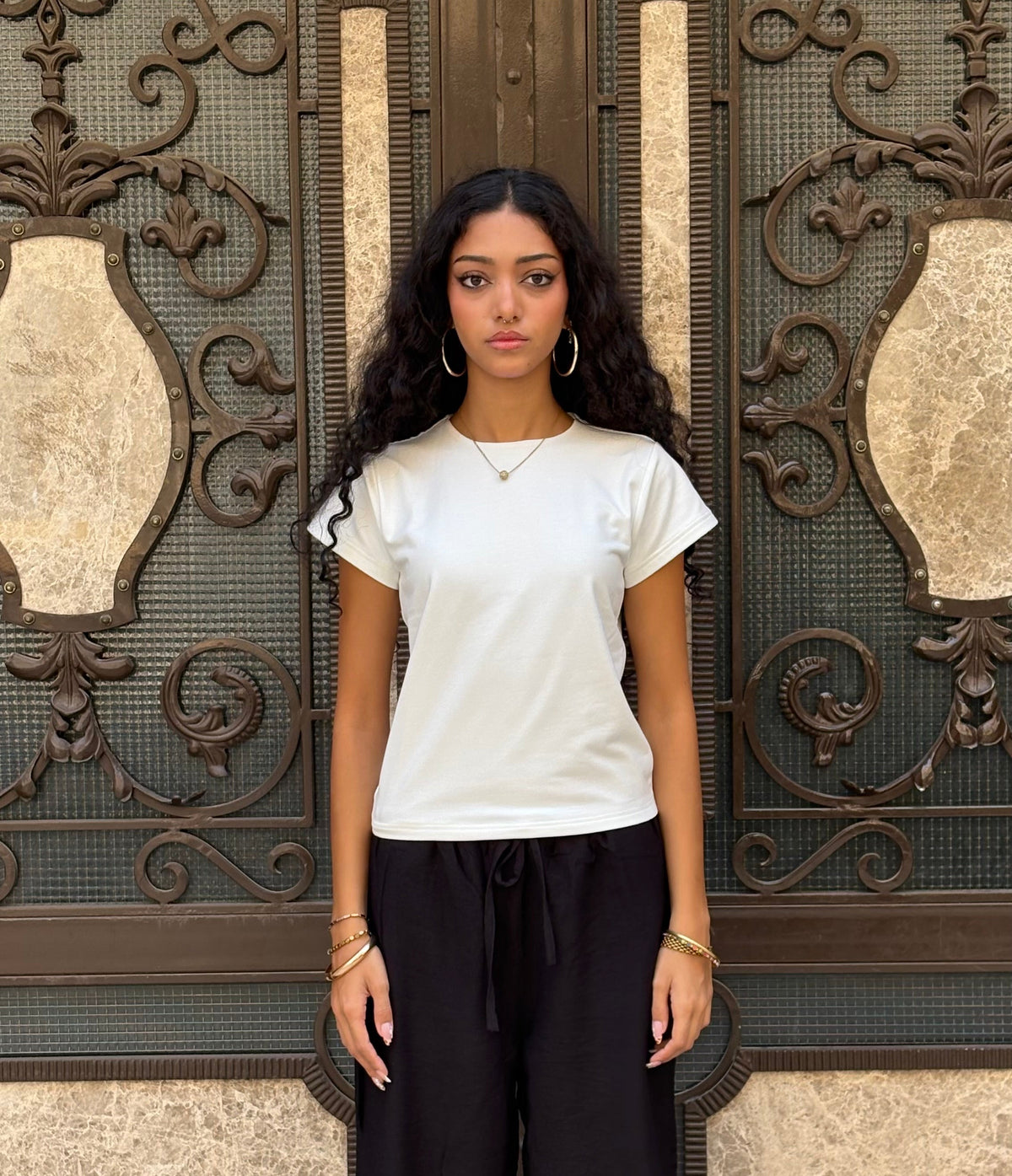 The double layered cotton basic - white