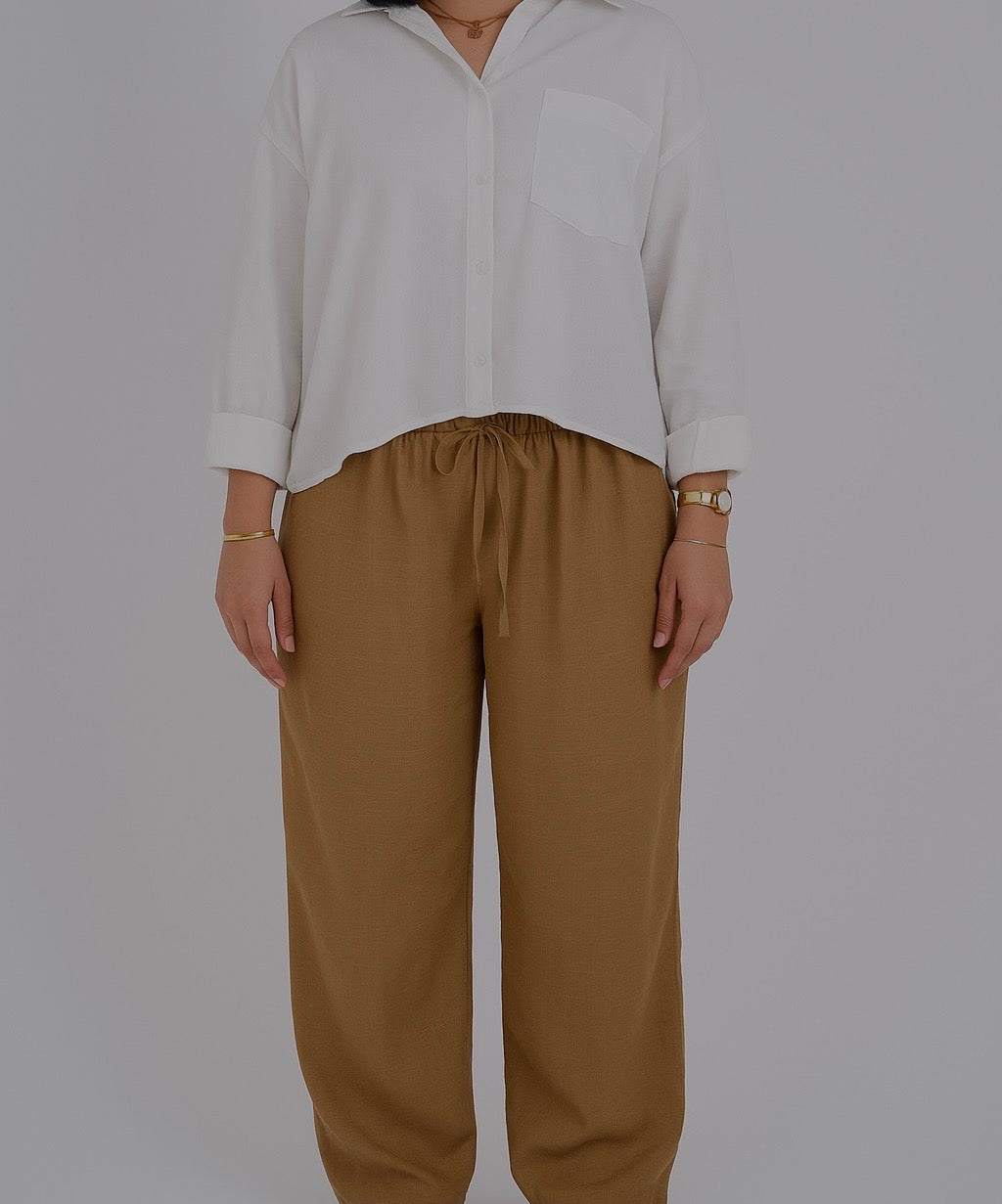 The Loose Non See-Through Linen – Beige