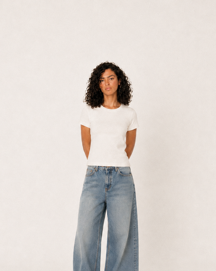 The double layered cotton basic - white