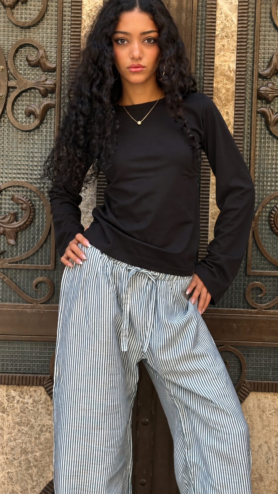 The long sleeve black top