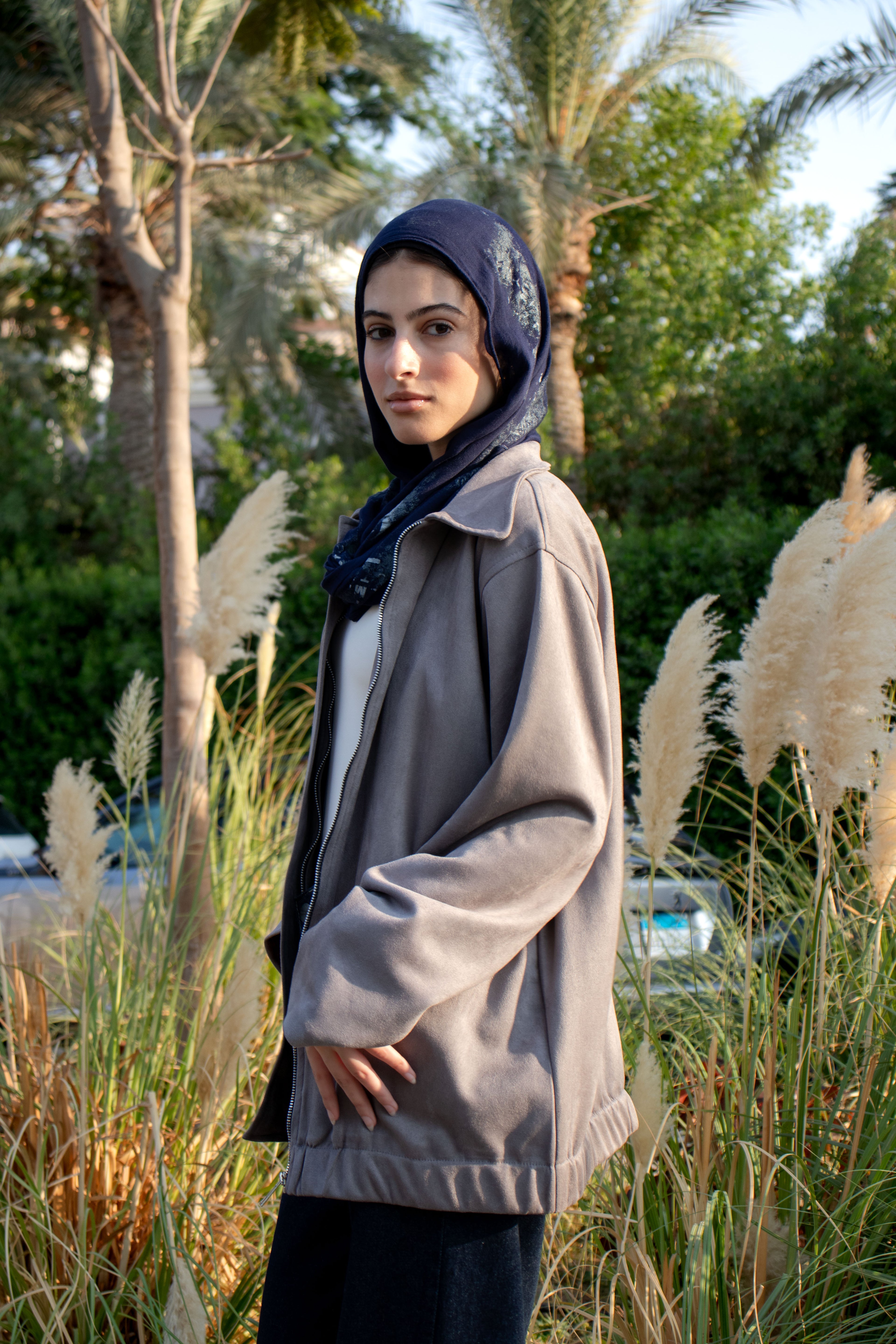 The Relaxed Fit Suede Jacket - Grey