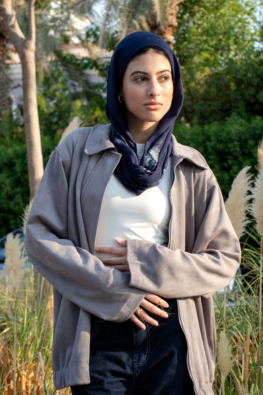 The Relaxed Fit Suede Jacket - Grey