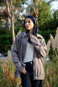 The Relaxed Fit Suede Jacket - Grey